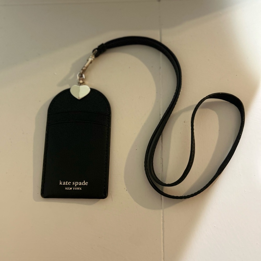 Kate Spade Black Leather ID Lanyard